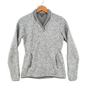 Eddie Bauer Heathered Fleece Pullover Size Small Shawl Collar V‑Neck